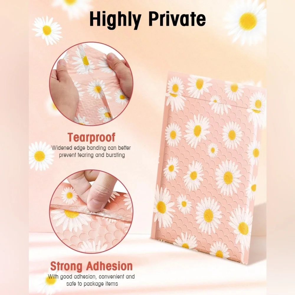 (10) 6”x9” Pink Daisy Bubble Mailers